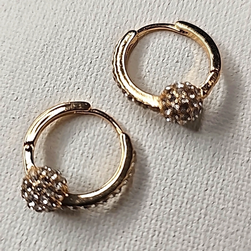 Guess Small‎ Earrings with Crystal Ball Accents Delicate Feminine Coquette